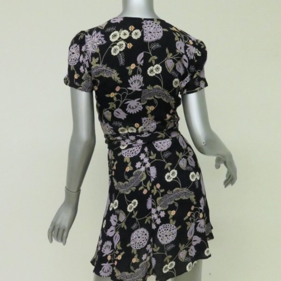 Reformation Wrap Dress Penny Black Floral - Picture 4 of 6